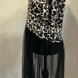 Chic Leopard Print Skirt with Mesh Overlay